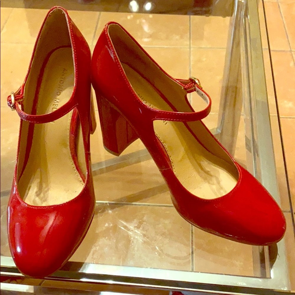 USED Antonio Melanie Cherry Red Heels.